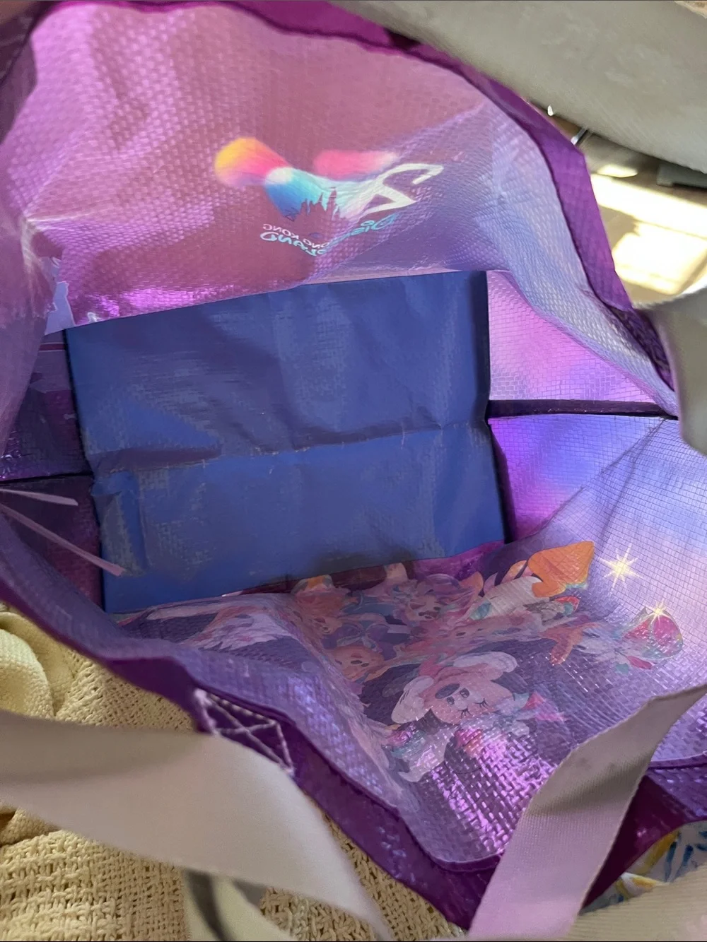 NWT Disneyland Hong Kong Character Reuseable Tote Bag, Purple, 10”x10”x7”